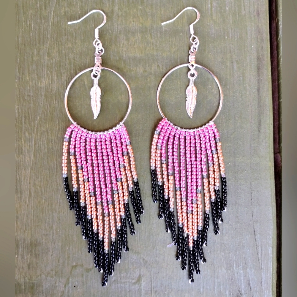 Beaded fringe earrings